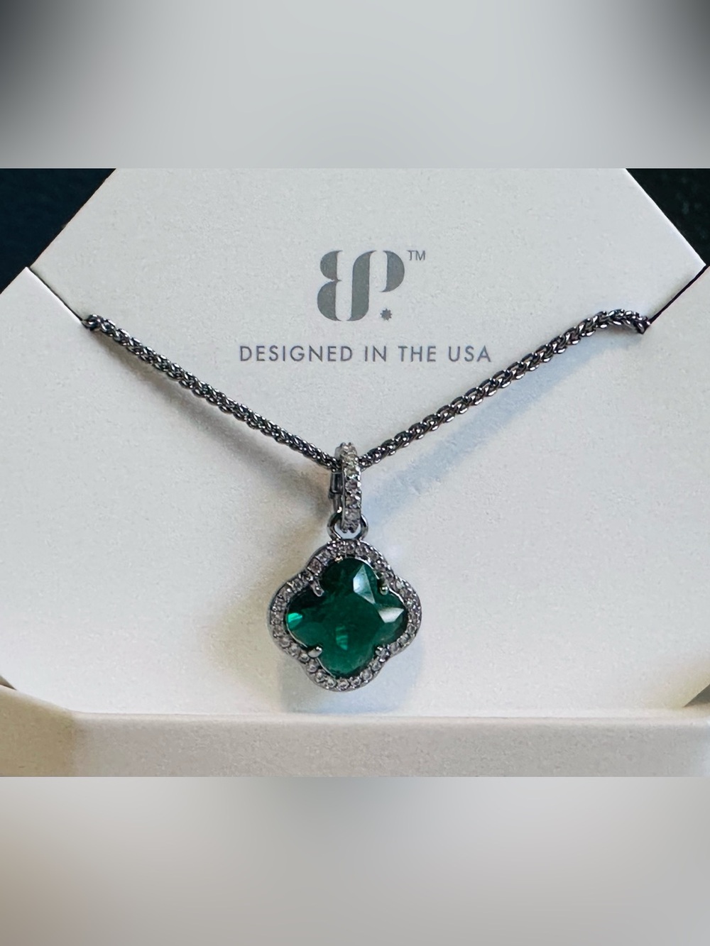 💚Bomb Party OG “Salty Air Siren” Clover Necklace on Hematite gorgeous LC emerald